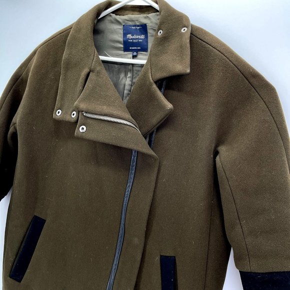 Madewell Womens Size 10 City Grid Wool Peacoat Brown Black Colorblock Winter - Picture 2 of 12